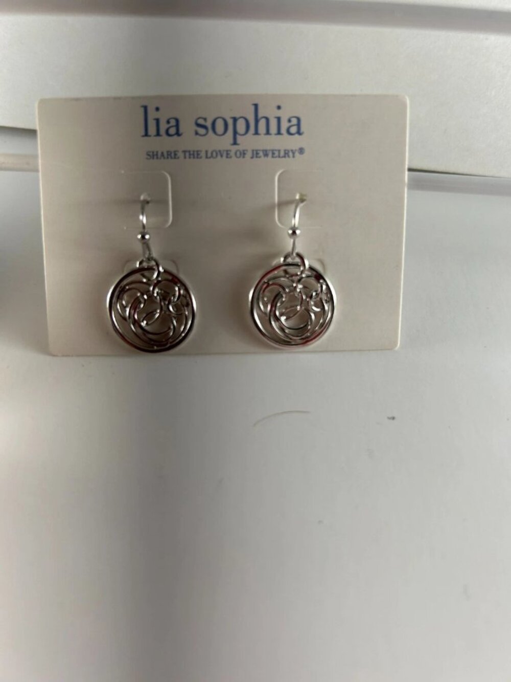 Lia Sophia Entwined Circle Silver Drop Earrings Women’s Jewelry